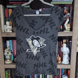 NHL Charcoal Graphic Tee with Penguin Design